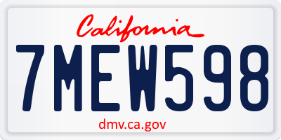 CA license plate 7MEW598