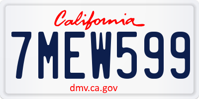 CA license plate 7MEW599