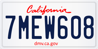 CA license plate 7MEW608