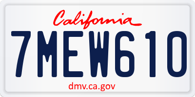 CA license plate 7MEW610