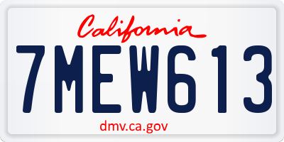CA license plate 7MEW613
