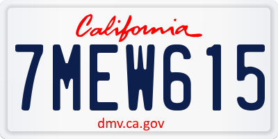 CA license plate 7MEW615