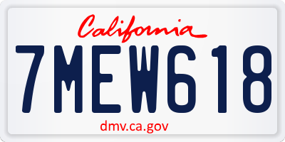 CA license plate 7MEW618