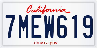 CA license plate 7MEW619