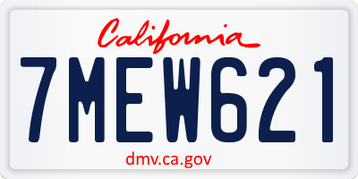 CA license plate 7MEW621