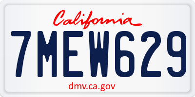 CA license plate 7MEW629