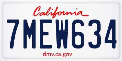 CA license plate 7MEW634