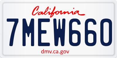 CA license plate 7MEW660
