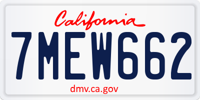 CA license plate 7MEW662