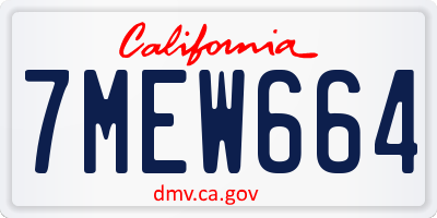 CA license plate 7MEW664