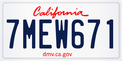 CA license plate 7MEW671