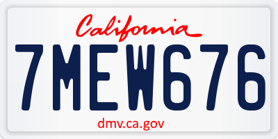 CA license plate 7MEW676