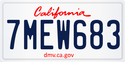CA license plate 7MEW683