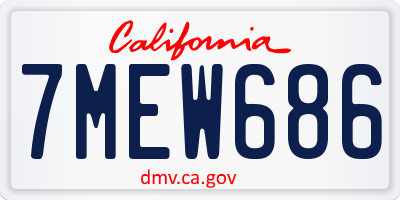 CA license plate 7MEW686