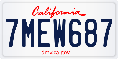 CA license plate 7MEW687
