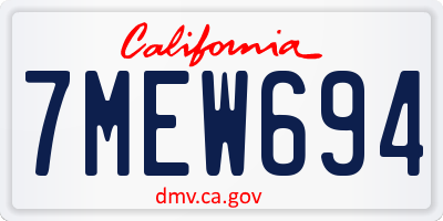 CA license plate 7MEW694