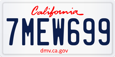 CA license plate 7MEW699