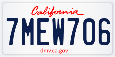 CA license plate 7MEW706