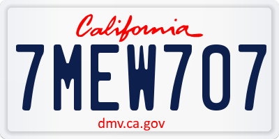 CA license plate 7MEW707