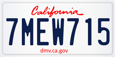 CA license plate 7MEW715