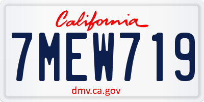 CA license plate 7MEW719