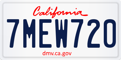 CA license plate 7MEW720