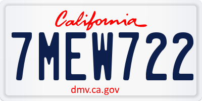 CA license plate 7MEW722