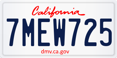 CA license plate 7MEW725