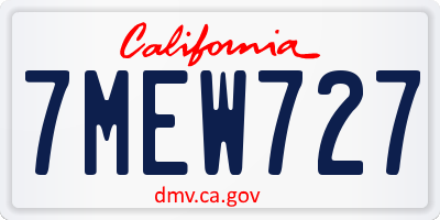 CA license plate 7MEW727