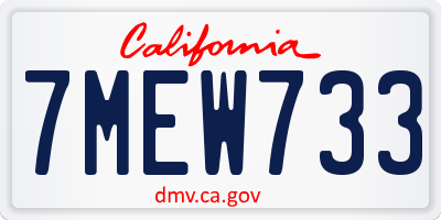 CA license plate 7MEW733