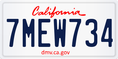 CA license plate 7MEW734