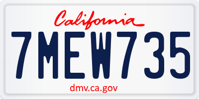 CA license plate 7MEW735