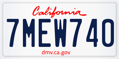 CA license plate 7MEW740