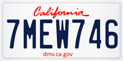 CA license plate 7MEW746