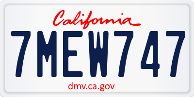 CA license plate 7MEW747