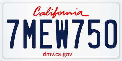 CA license plate 7MEW750