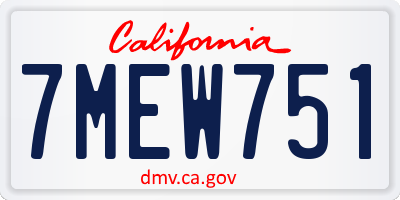 CA license plate 7MEW751