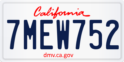 CA license plate 7MEW752