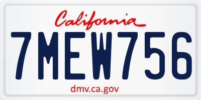 CA license plate 7MEW756
