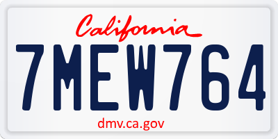 CA license plate 7MEW764