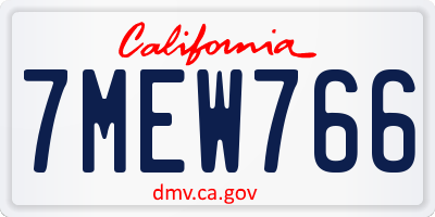 CA license plate 7MEW766