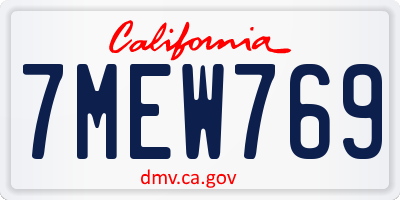 CA license plate 7MEW769