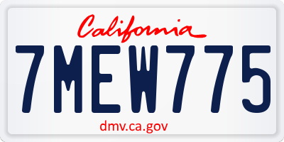 CA license plate 7MEW775