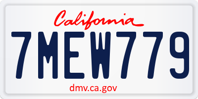 CA license plate 7MEW779