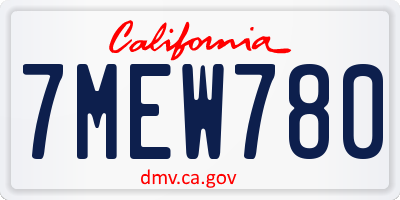 CA license plate 7MEW780