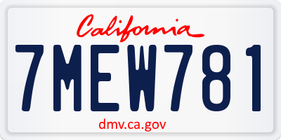 CA license plate 7MEW781