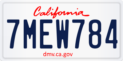 CA license plate 7MEW784