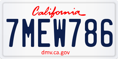 CA license plate 7MEW786