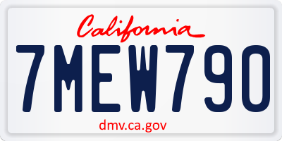 CA license plate 7MEW790