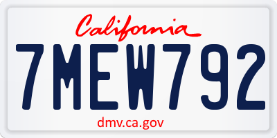 CA license plate 7MEW792